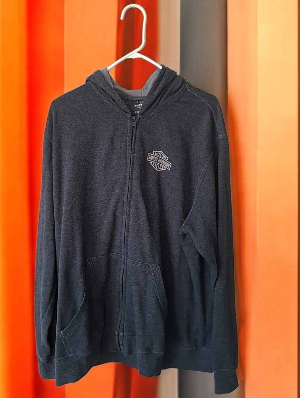 Harley-Davidson Men's Dark Gray Zip-Up Hoodie with Chest Logo